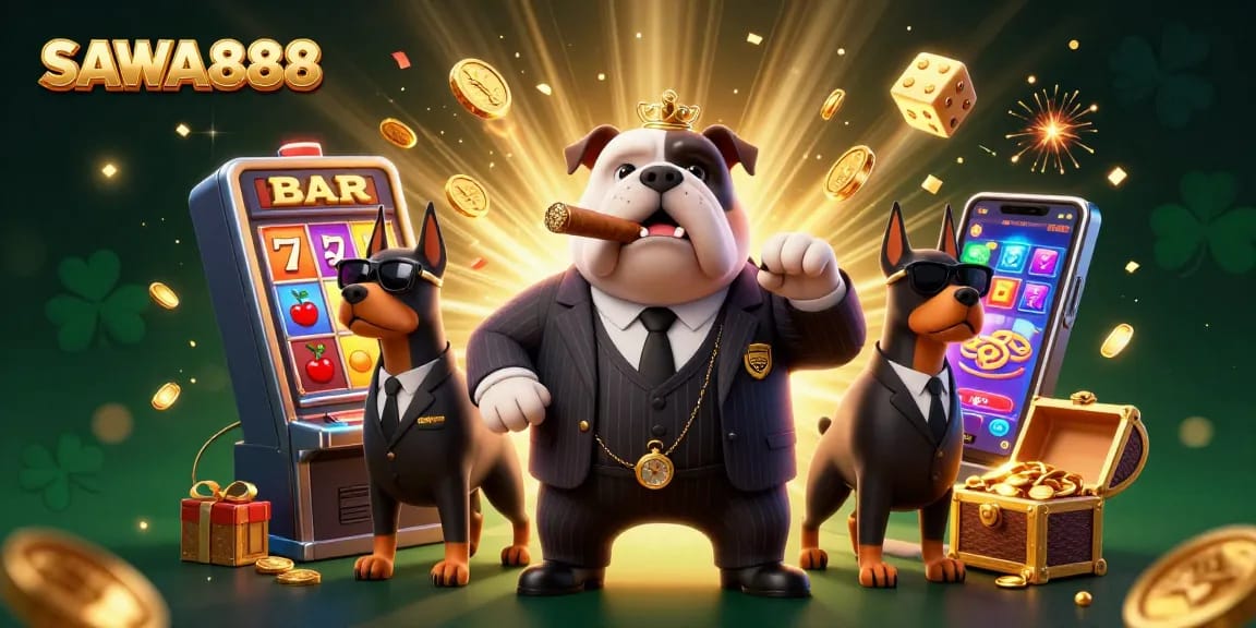 Spin for jackpots with SAWA888's engaging 3D cartoon casino scene, bursting with golden treasure and excitement.