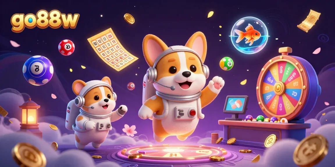 Experience the excitement of go88w with a vibrant space casino scene featuring playful characters!
