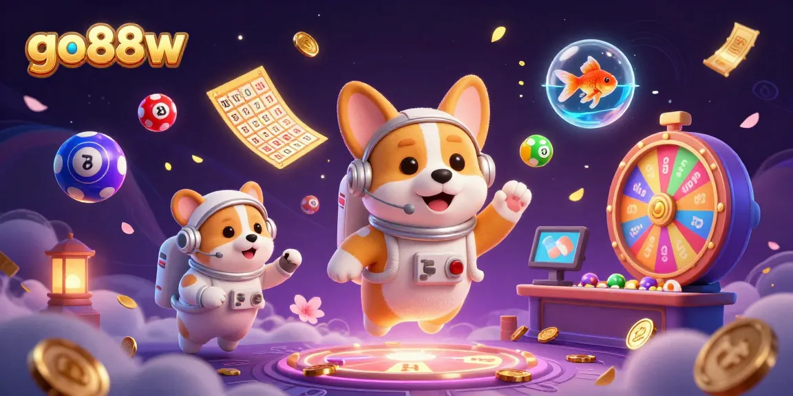 Experience the excitement of go88w with a vibrant space casino scene featuring playful characters!