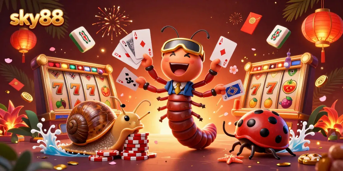 Bet on sky88 as colorful 3D characters celebrate wins with numerous casino elements.