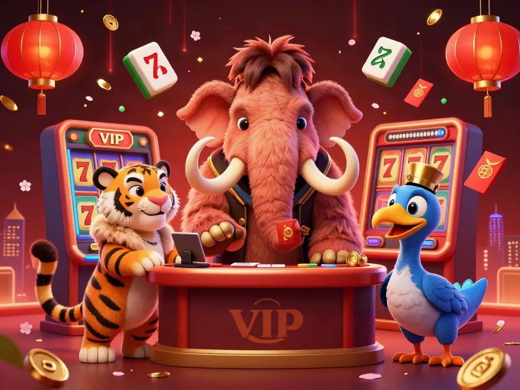 Engage in the vibrant S8 casino scene with a mammoth bouncer and whimsical elements.